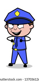 Dancing Pose - Retro Cop Policeman Vector Illustration