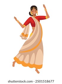 dancing pretty hindu woman isolated