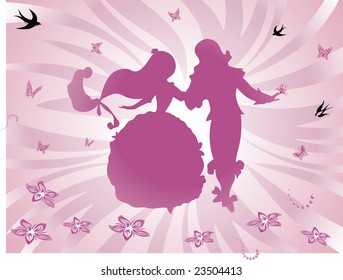 Dancing Prince and Princess - Abstract Background Pink