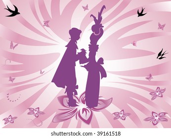 Dancing Prince and Princess - Abstract Background Pink