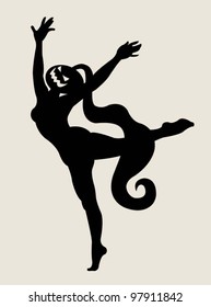 Dancing pumpkin 06 Halloween beautiful silhouette