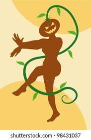 Dancing pumpkin 08 Beautiful Halloween Silhouette, shadow movement gesture