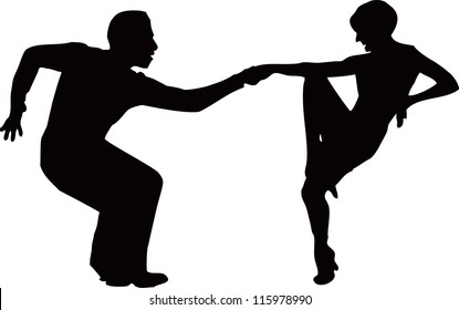 Dancing quick dance man and woman. Vector illustration.