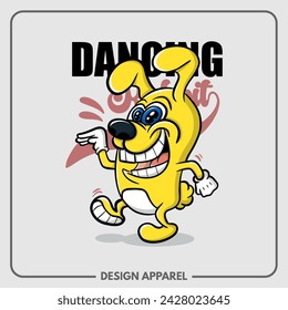 Dancing Rabbit Illustration T Shirt and Apparel Printing Design