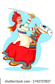 2 Ghoomer kachhi ghodi dance from rajasthan of india in vector Images ...