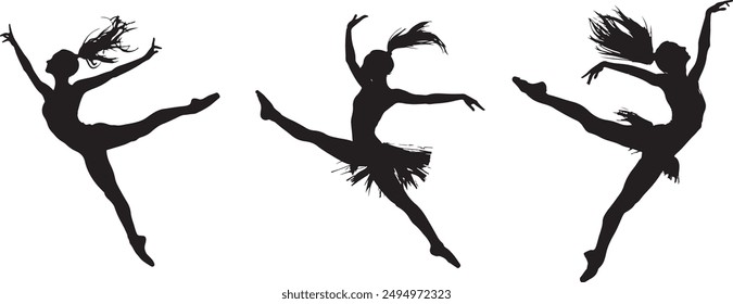Dancing related many poses style Silhouette vector