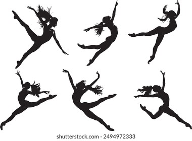 Bailando relacionados muchas poses estilo Silueta Vector