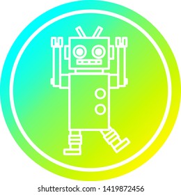 dancing robot circular icon with cool gradient finish