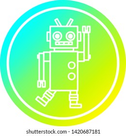 dancing robot circular icon with cool gradient finish