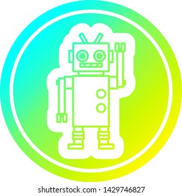 dancing robot circular icon with cool gradient finish
