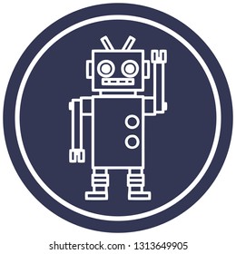 dancing robot circular icon symbol
