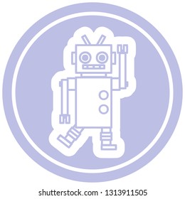 dancing robot circular icon symbol