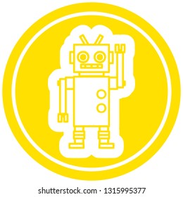 dancing robot circular icon symbol