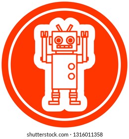 dancing robot circular icon symbol