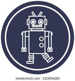 dancing robot circular icon symbol