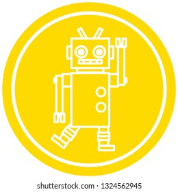 dancing robot circular icon symbol