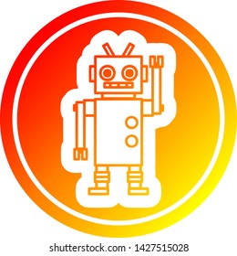 dancing robot circular icon with warm gradient finish