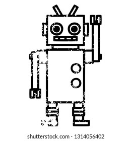 dancing robot distressed icon symbol