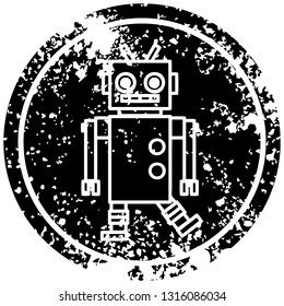 dancing robot distressed icon symbol