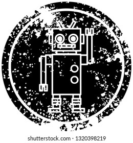 dancing robot distressed icon symbol