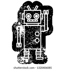 dancing robot distressed icon symbol