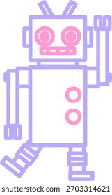 ícone de símbolo de robô dançante em cor neon brilhante