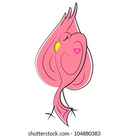 dancing romantic bird. valentines day illustration