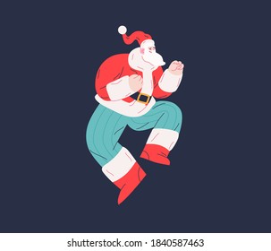 Dancing Santa - Christmas and New Year party - modern flat vector concept illustration of cheerful dancing Santa Claus