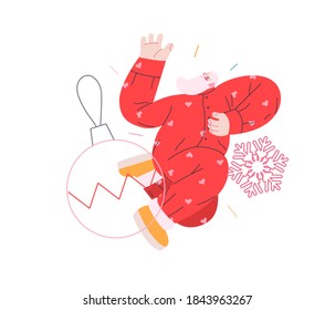 Dancing Santa - Christmas and New Year party - modern flat vector concept illustration of cheerful Santa Claus dancing wearing pajamas