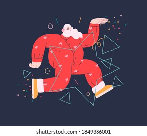 Dancing Santa - Christmas and New Year party - modern flat vector concept illustration of cheerful Santa Claus dancing wearing pajamas