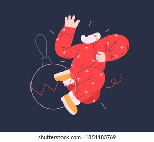 Dancing Santa - Christmas and New Year party - modern flat vector concept illustration of cheerful Santa Claus dancing wearing pajamas