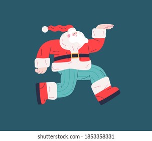 Dancing Santa - Christmas and New Year party - modern flat vector concept illustration of cheerful dancing Santa Claus