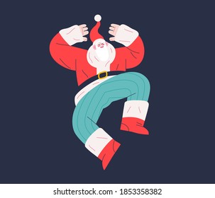 Dancing Santa - Christmas and New Year party - modern flat vector concept illustration of cheerful dancing Santa Claus