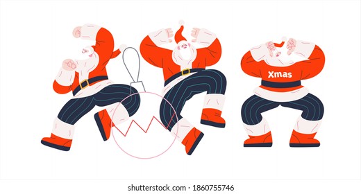 Dancing Santa - Christmas and New Year party - modern flat vector concept illustration of cheerful dancing Santa Claus