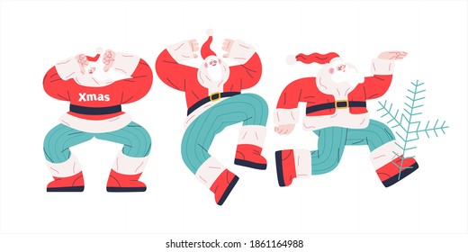 Dancing Santa - Christmas and New Year party - modern flat vector concept illustration of cheerful dancing Santa Claus