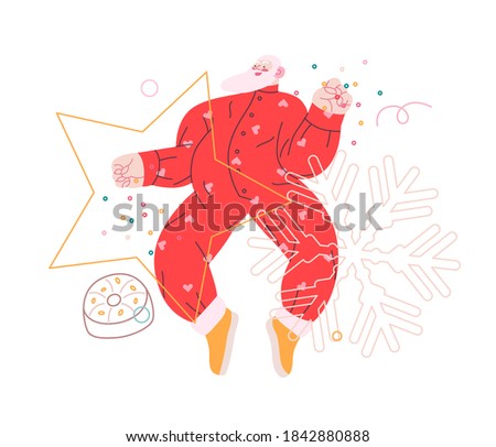 Dancing Santa - Christmas and New Year party - modern flat vector concept illustration of cheerful Santa Claus dancing wearing pajamas