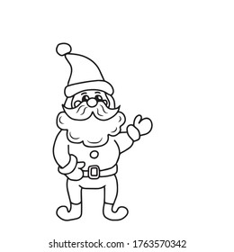 Bailando Santa Claus.En un fondo blanco aislado y dibujado a mano.Diseño de tarjetas de felicitación, banners y páginas de colores.