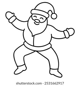 Dancing Santa Claus Line Art.