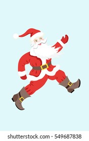 Dancing Santa Claus on a blue background. Vector character isolated. The style of animation, cartoon