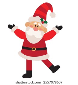 Dancing Santa Claus vector cartoon illustration