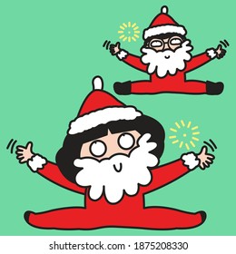 Dancing Santy And Santa Claus In The Party. Merry Christmas Concept Card Character illustration