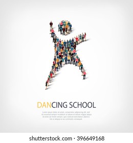dancing school symbol people crowd