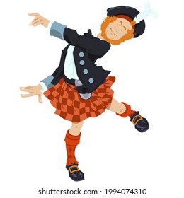 Dancing Scotsman Man Scottish Costume Illustration Stock Vector ...