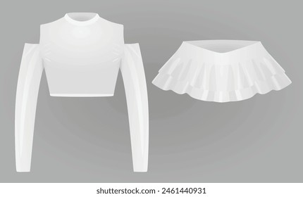 Dancing set- t shirt and mini skirt. vector illustration