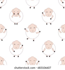 Dancing sheep. Seamless vector pattern
