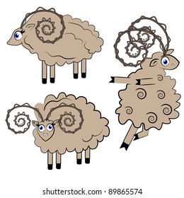 dancing sheep vector illustration. animal set.isolated characters on white background