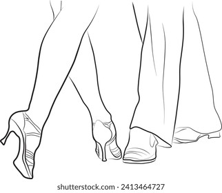 Dancing shoes of a couple, couples dancing traditional latin argentinian dance milonga in the ballroom, tango, salsa, bachata, kizomba lesson, festival 