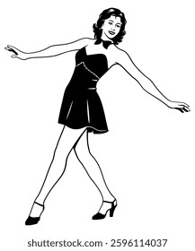 Dancing Showgirl. Vector clipart isolated on white.