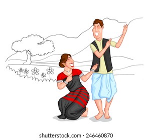 Dancing Sikkimi Couple India Vector Stock Vector (Royalty Free ...