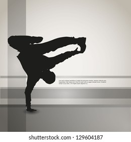 dancing silhouette, breakdance, clip-art